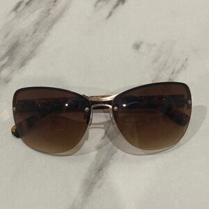 Women's Gradient Brown Rimless Cat-Eye Sunglasses